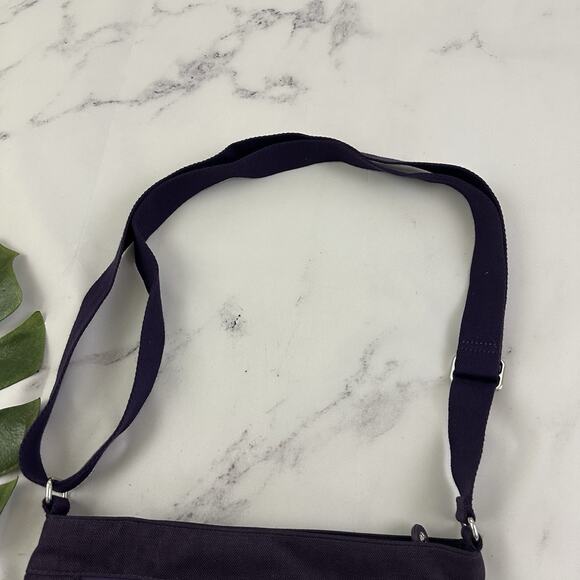 Kipling Lightweight Cross Body Purse Bag Dark Purple Square Pom Pom Charm - Picture 2 of 9